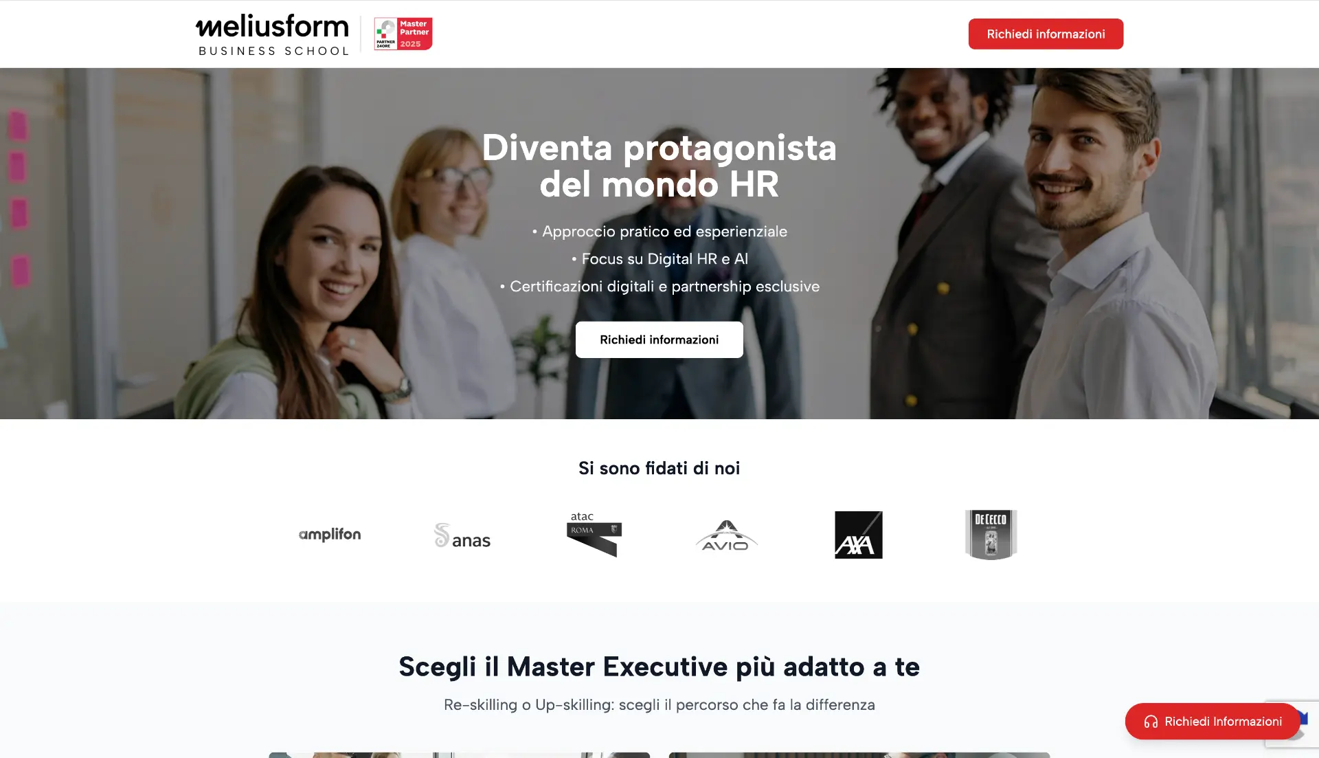 Landing page realizzata per Meliusform